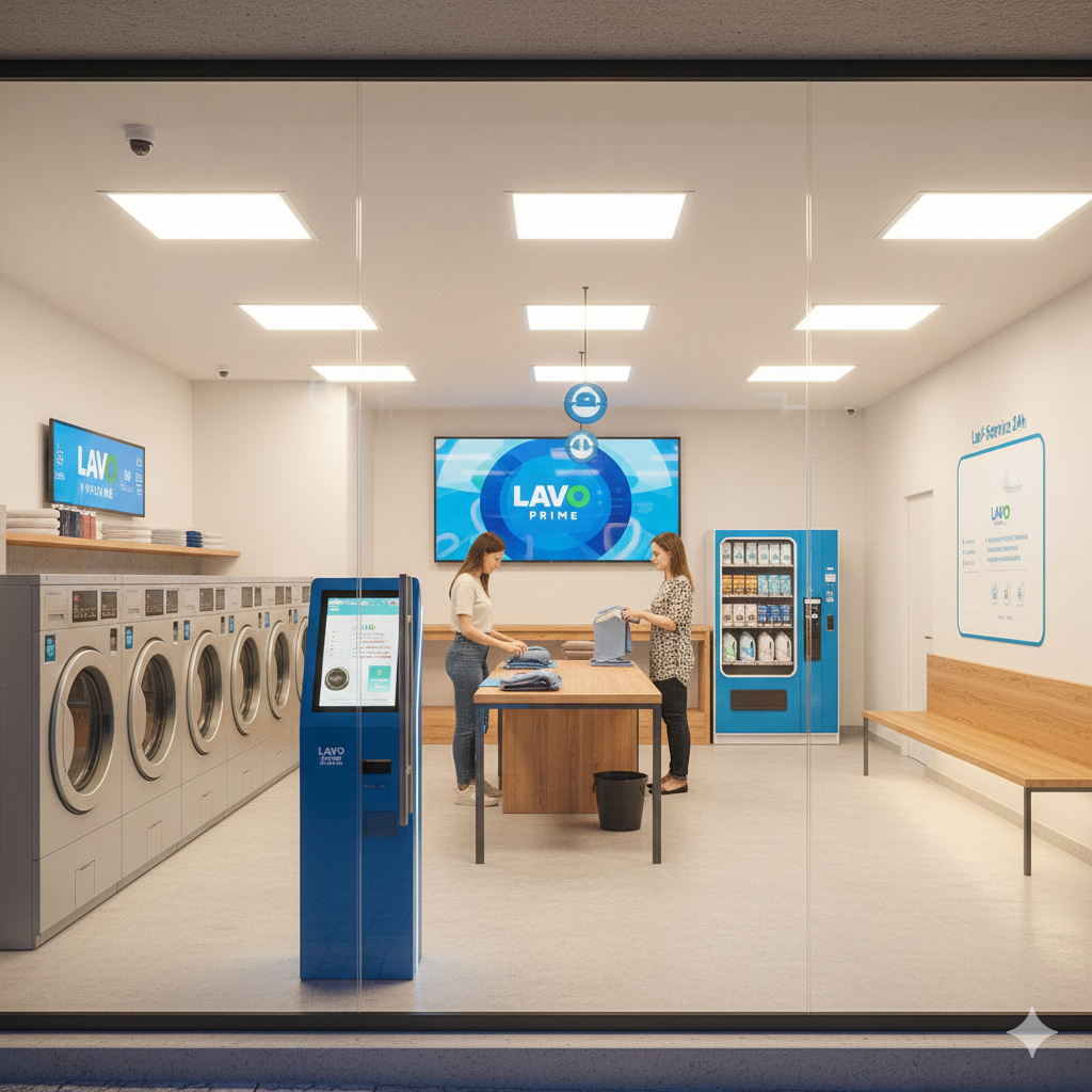 Interior moderno da Lavo Prime com máquinas de última geração